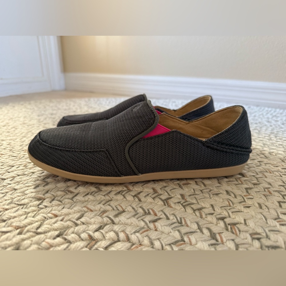 Olakai Women’s Charcoal Gray Mesh Slip On Shoes With Pink Trim - Picture 4 of 7